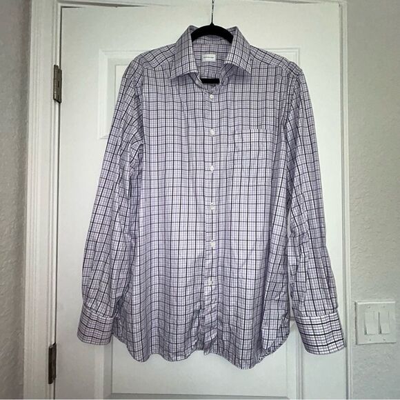 Ermenegildo Zegna Plaid Print Button Front Long Dress Shirt - Picture 1 of 8